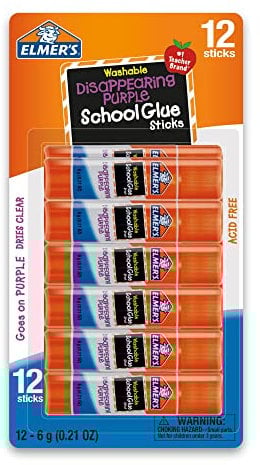 Elmer's® Barras de pegamento desaparecidas, 0.25 onzas, morado, paquete de 12
