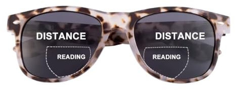 SKYWAY Bifokale Lesesonnenbrille für Damen, Modische Klassische Lesebrille mit Federscharnier, UV400 Schutz Weißer Schildpatt +1.5