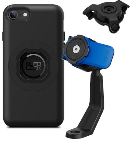 Quad Lock Motorcycle Mirror Stem Phone Mount Kit with Vibration Dampener and iPhone SE (3rd / 2nd Gen) & 8/7 MAG Case