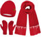 Damen Winter Warm Beanie Mütze Schal Touchscreen Handschuhe Set Thermo Wintermütze Strickmütze Lange Schals Winterhandschuhe mit Fleece Gefütterte Frauen Geschenk, Rot