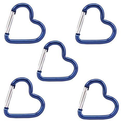 5 moschettoni a forma di cuore con clip a molla, in metallo, per portachiavi, zaini, catenine per cani, connettori antiruggine