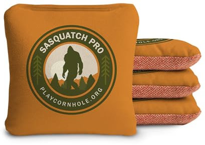 ACA Synergy Soft Professional Cornhole Bags Dual Sided Regulation 6x6 Set of 4 Sasquatch Pro Orange