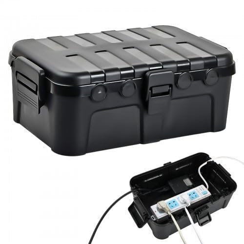 Volumoon Kabelbox Wasserdicht 34.5*24*12cm, Anschlussdose Wasserdicht, Kabelbox Schwarz, Abzweigdose Schwarz, Steckdosenbox, Außenbereich Elektrobox, 6 Kabel Dichtung Eintrag,IP55 Schützen Steckdose