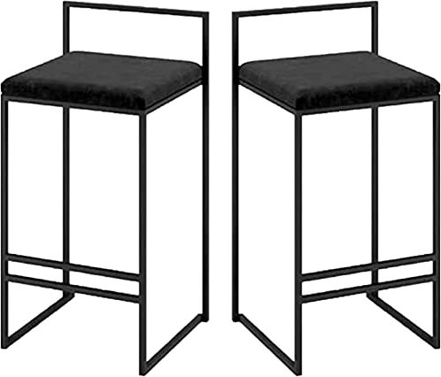 Stilvolle quadratische Vintage-Bar-Set mit 2 schwarzen Stangen im Industrie-Design, Theke mit Fußstütze, schwarzer Stahlrahmen, für Wohnzimmer, Esszimmer, Küche