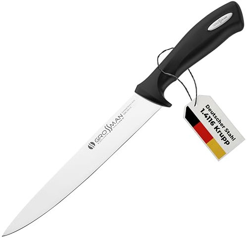 GROSSMAN® 007ML - Melissa | Tranchiermesser 32,6 cm | Ultrascharfer Küchenmesser | Deutschem Edelstahl Klinge 20,0 cm | mit Ergonomischen Griff 12,6 cm (95 Gramm)