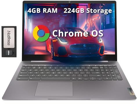 Lenovo Ideapad 3 Chromebook FHD 15,6, Intel Celeron N4500, 4 Go LPDDR4X, 224 Go de stockage (SSD 64 Go + station d'accueil 160 Go), pavé numérique, webcam, Wi-Fi 6, Chrome OS, gris