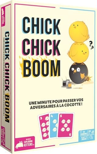 Asmodee - Chick Boom – Gesellschaftsspiel für Erwachsene & Kinder ab 7 Jahren – Kartenspiel – Verbringen Sie Ihre Gegner an die Bräter – 2 bis 8 Spieler – 10 Minuten – auf Französisch – Exploding