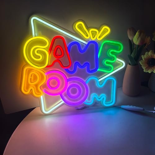 NELUX Neón LED Gaming - Game Room Luces Neon Decoración Habitación Pared Gaming, Letrero Neon Gamer Lampara Habitacion Juvenil Luz, Cartel Luminoso Decorar Setup. Conexión USB con Regulador.