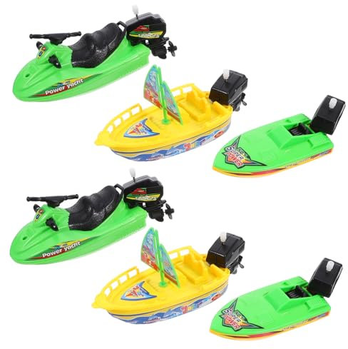 Abaodam Juguetes De Baño para Niños 6 Piezas De Barquitos De Plástico Pequeño, Modelo De y Lancha, Color Aleatorio, Resistentes y Portátiles para Piscina y Bañera