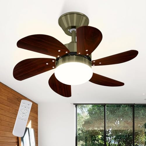 Mursche Ventilador de Techo con Iluminación y Mando - Distancia Silencioso Lámpara de Techo Ventilador de 6 Palas Luz de Techo Temporizador Diseño Moderno E27 Verano Dormitorio Comedor