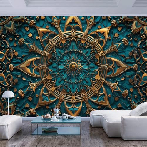 JIAOQSS Wandtapete 3D Effekt Vintage böhmische Textur dunkel Wandkunst 3D Effek Wandbild Aufkleber Büro Heimdekoration Wohnzimmer Schlafzimmer
