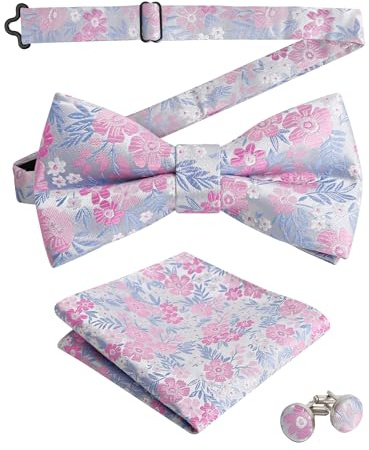 Alizeal Nœud papillon, mouchoir et boutons de manchette pour homme Motif cachemire