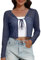 PrinStory Ladies Shrugs Long Sleeves Summer Cardigan For Women Open Front Crop Top Soft Tie Front Lightweight Bolero Outwear (Royal Blue,3XL)