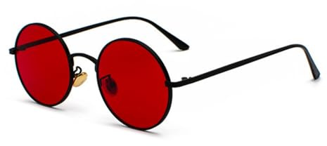 ASYHV Retro Runde Metallrahmen Sonnenbrille für Damen und Herren Farbige Metallfassung mit UV400 Schutz