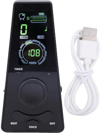 Fockety Digitales Metronom, elektronisches Metronom mit 40–208 BPM, Tap-Tempo, 9 Rhythmusmodi, LED-Anzeige, Timer, Sprachmodus, für Klavier, Gitarre, Schlagzeug und alle Instrumente