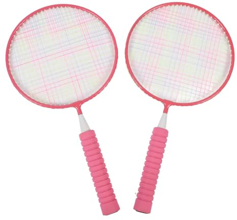 POENVFPO Badmintonschläger-Set mit Hochelastischem Netz für Höhenwachstum für von 3 Bis 12 Jahren (PINK)