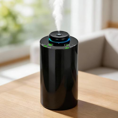 AUSLKA Waterless Essential Oil Diffuser, Portable Aromatherapy Diffuser with 20mL Capacity, Battery Operated Nebulizer, 3 Mist Levels & Timers, Leak-Free, for Home, Car, Office - Black