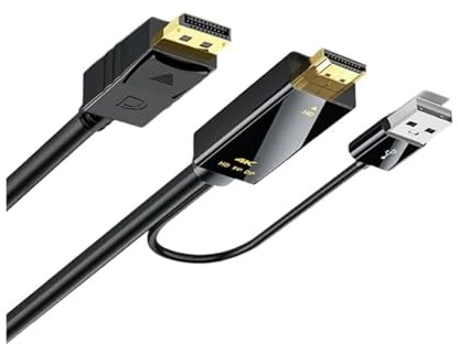 4K@60Hz HD HDMI-zu-DisplayPort-Adapter, USB-zu-DP-Stecker-zu-Buchse-Audiokabel, Kompatibel Mit Xbox/Laptop, Desktop-PC-Gaming-Monitor, PS5 For Datenverbindung(1.8M)