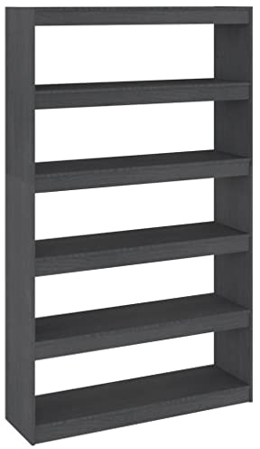 QJBSAVVA Bücherregal Grau 100x30x167,5 cm Kiefer Massiv, Standregal als Raumteiler oder Bücherschrank, Modernes Design, Robust & Stabil für Wohnzimmer, Büro, Flur und Schlafzimmer