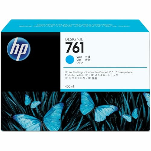 HP 761 Cyan, Original Druckerpatrone | Tinte für DesignJet T7100, T7200, 400 ml (CM994A)