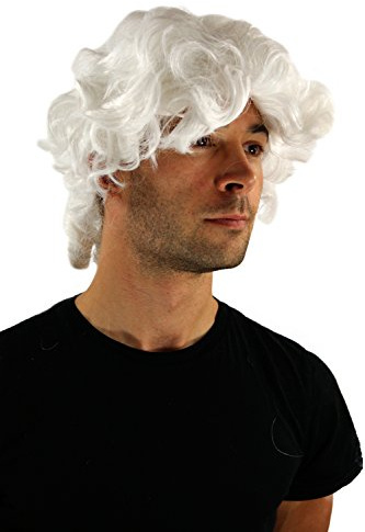 WIG ME UP - PW0173-P60 Perücke Fasching weiß Barock Edelmann Pirat Prinz NEU