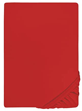 biberna 0077144 Spannbetttuch Feinjersey (Matratzenhöhe max. 22 cm), gekämmte Baumwolle, superweich 1x 180x200 cm > 200x200 cm rot