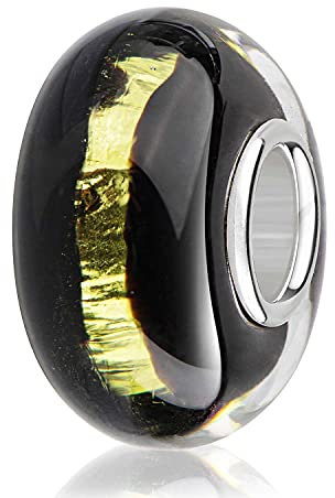 MATERIA by Matthias Wagner Glas Bead schwarz mit goldener Glitzerfolie 1481