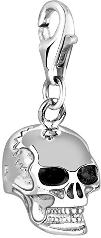 Nenalina Totenkopf Karabiner Charm Anhänger für Bettelarmband aus 925 Sterling Silber 713057-000