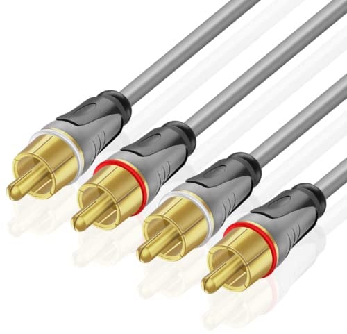 TNP RCA Audio Cable - 2 Channel RCA Male to Male Red White Audio Cable - Gold Plated Dual Shielded 2RCA Stereo Wire Cord Connector for Amplifiers, Car Audio, Home Theater, HDTV, Speaker, 25 ft