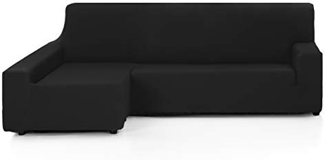 Martina Home - Elastischer Sofabezug, Eckteil Links, Modell Túnez, Stoff, Schwarz, 3-Sitzer
