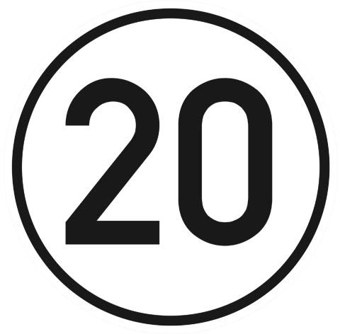 Geschwindigkeit 20 km/h