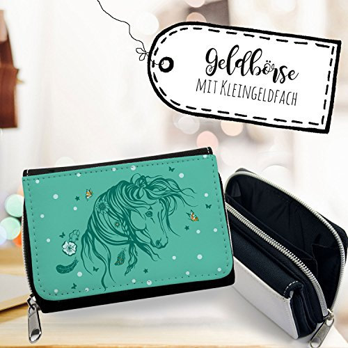 ilka parey wandtattoo-welt® Geldbörse Pferd Portemonnaie Portmonee Wildpferd mit Schmetterlingen gk100