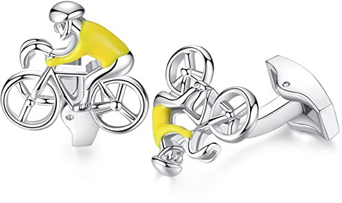 HONEY BEAR Manschettenknöpfe für Herren - Rennrad Fahrrad Radfahrer Sport, für Mens Shirt Hochzeitsgeschenk (Gelb)