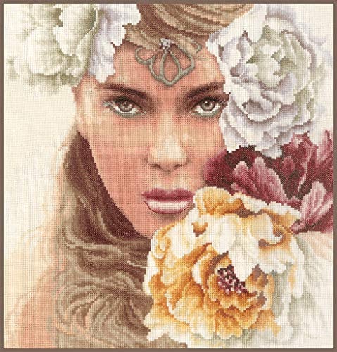 LANARTE Kit Punto Croce Contato OCCHI INCANTEVOLI Decorativi Per Pareti ca. 32 x 34 cm Set Fai Da Te Creativo Adulti Ricamo Casa Decor Arte Da Parete Kit Per Hobby Cross Stitch