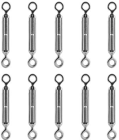 HSEAMALL, Tenditore con gancio e occhiello, in acciaio inox 304, per tendere corde e cavi, M5 Turnbuckle Occhio e Occhio