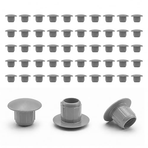 Ajile - Lot de 50 Bouchons Cache Trou Meuble Rond 6 mm - Cache Trou Plastique Gris À Clipser - pour Cacher Les Trous de Meubles, Planches & Étagères - Finition Propre - Mobilier Maison & Pro