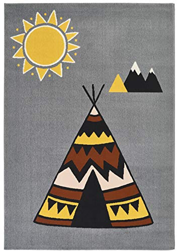 Zala Living Kinderteppich Spielteppich Young Wilderness (120x170 cm, Supersoft, Fußbodenheizung geeignet, Öko-Tex Standard 100 Zertifiziert), Grau Bunt