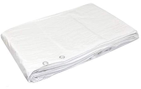 2 x 3 m White Tarpaulin Waterproof Heavy Duty Tarp Sheet Cover, Groundsheet - Waterproof, Weatherproof, Frost-Resistant, UV Protection, Universal, Multipurpose, Reinforced Eyelets