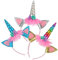 3 élastiques pour enfants licorne, bandeaux licorne, avec accessoires et oreilles pour cheveux en corne de licorne, utilisés pour Pâques, anniversaires, fêtes, etc