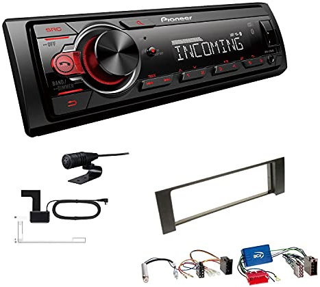 Pioneer MVH-330DAB 1 DIN Autoradio DAB+ Bluetooth USB AUX kompatibel mit Audi A4 Cabrio 2002-2006 schwarz