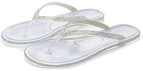 Ciabatte Infradito Pantofola Sandali Womens Flip Flops Morbida Outdoor Scarpe Lucide Casuali della Spiaggia Pantofole-Clair_9.5