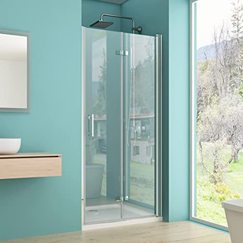 IMPTS Duschtür Falttür Dusche 100cm, Einzelfalttür Nische Duschabtrennung Duschkabine Schwingtür Falttür Duschwand Dusche 6mm ESG Sicherheitsglas mit Nano Beschichtung 195cm