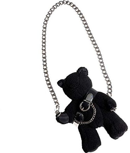 PRETYZOOM Goth Stofftier Teddybär Tasche Geldbörse Gothic Tiere Trendy Fuzzy- Große Größe Plüsch Tasche Cartoon Plüsch Bär Schulter- Tasche Umhängetasche