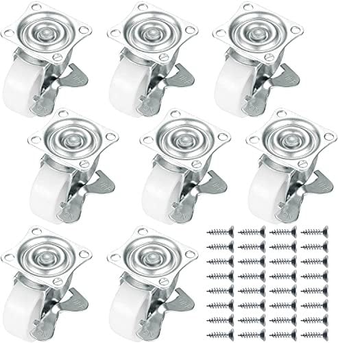 8 Piezas Ruedas Giratorias con Freno, 1,5 Pulgadas/40mm Ruedas para Muebles Pesados, Ruedas Giratorias Pequeñas para Palets Muebles