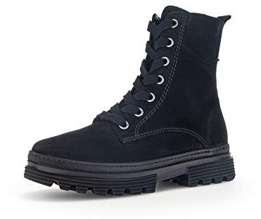 Gabor Damen Combat Boots, Frauen Stiefeletten,Wechselfußbett,Moderate Mehrweite (G),uebergangsschuhe,schwarz (Flausch),40 EU / 6.5 UK