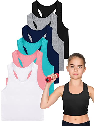 Geyoga 6 Stück Crop Top Mädchen Tanz Ärmelloses Crop Tank | Racerback Crop Top Ärmellos Tanzoutfit Unterhemden für Ballett Gymnastik Hip Hop Athletic