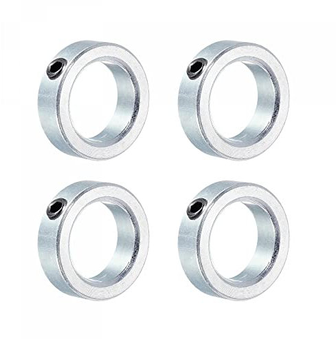 sourcing map 4Pack Schaftring Stellringe 25mm Befestigungsring Verzinkter Karbonstahl Set Schaftmanschette Schraube Klemmen Optische Achse Führungsschiene Silberton