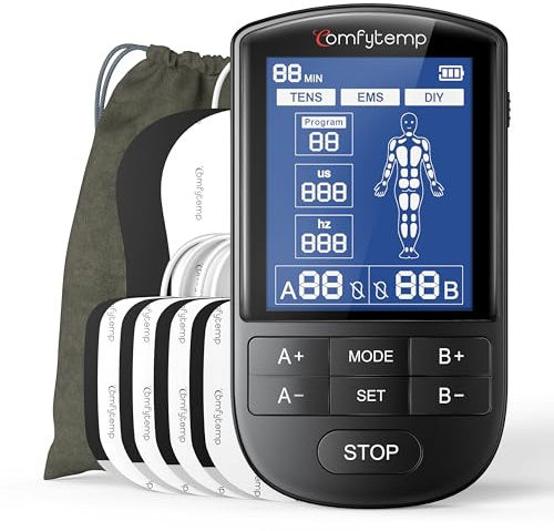 Comfytemp TENS Unit Muscle Stimulator for Pain Relief, FSA Eligible TENS Machine - 24 Modes & DIY, HSA Dual Channel EMS Unit for Back Neck Shoulder Electronic Pulse Massager, Mothers Day Gift, 10 Pads