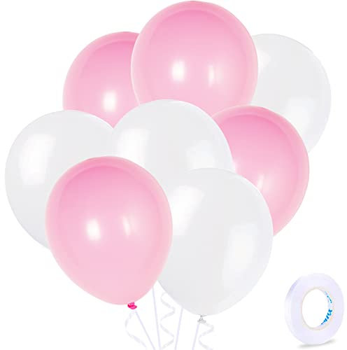 20 Stück Rosa und Weiße Ballone, 10 Zoll Macaron Rosa Weißer Latex Bulk Ballon für Baby Dusche Geburtstag Hochzeit Verlobung Anniversay Weihnachtsfest Picknick oder Freunde Familie Party Dekorationen