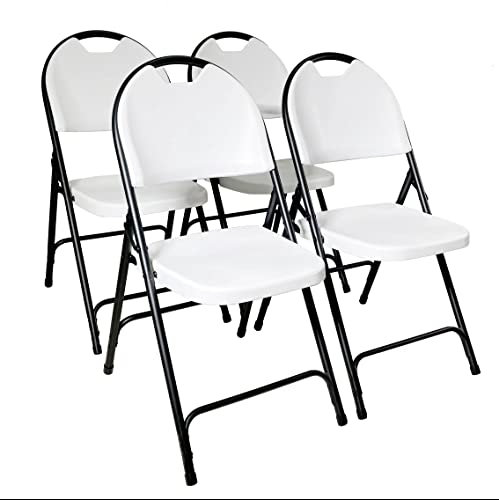 Alextend 4 Pack Plastic Folding Chairs with 160kg Weight Capacity, Stackable Event Chair, Lightweight Folding Chair (White)